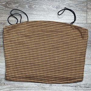 Bear Dance Houndstooth Print Cropped Top